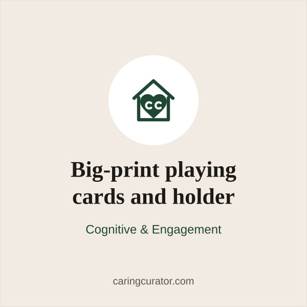 Big-print playing cards and holder