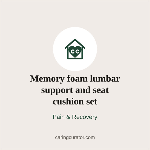 Memory foam lumbar support and seat cushion set