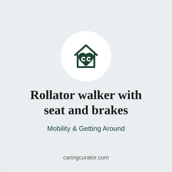 Rollator walker with seat and brakes